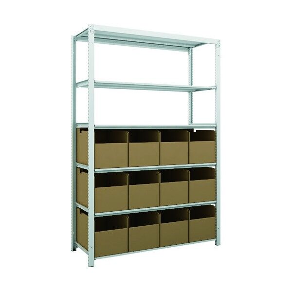 K1型抗菌塗装高密度収納棚 H1900XW1250XD475 6段 ビン12個付 K1-6446B12 1点