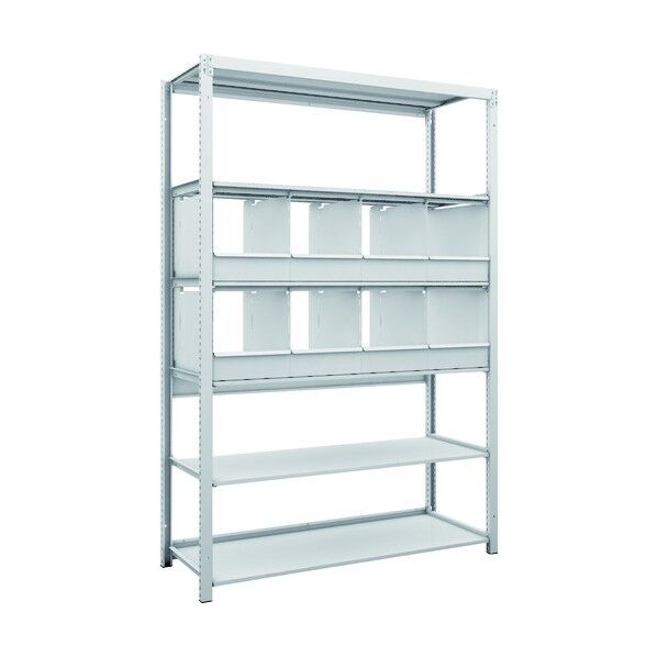 K1型抗菌塗装高密度収納棚 H1900XW1250XD475 6段 仕切りトレ-8個付 K1-6446D8 1点