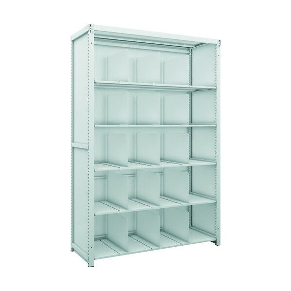 K1型抗菌塗装高密度収納棚 背板・側板付 H1900XW1250XD475 6段 移動仕切板15枚付 K1-6446P15SG 1点