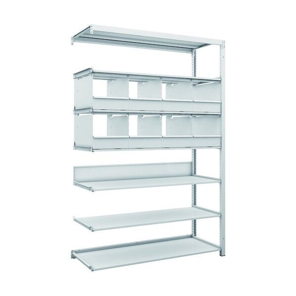 K1型抗菌塗装高密度収納棚 H1900XW1250XD475 7段 仕切りトレ-8個付 連結型 K1-6447C8B 1点