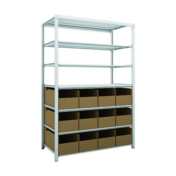 K1型抗菌塗装高密度収納棚 H1900XW1250XD625 7段 ビン12個付 K1-6467A12 1点