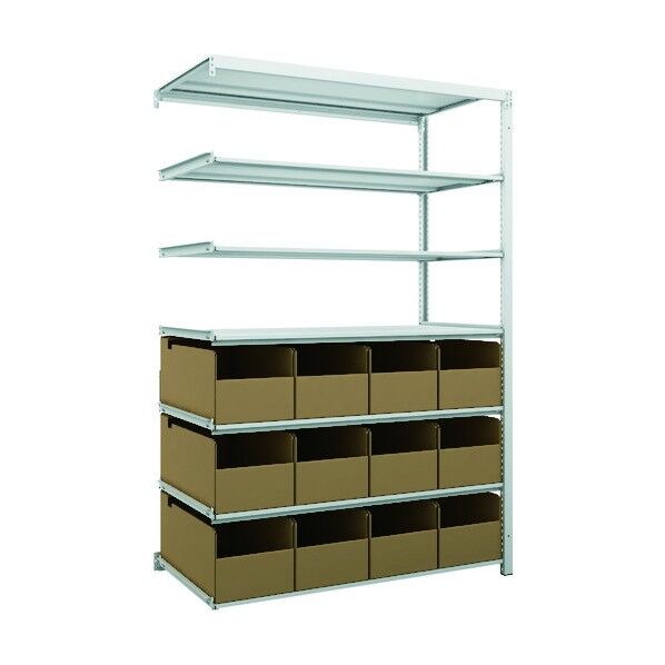 K1型抗菌塗装高密度収納棚 H1900XW1250XD625 7段 ビン12個付 連結型 K1-6467A12B 1点