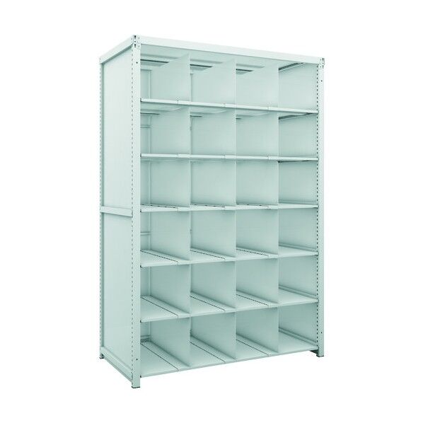K1型抗菌塗装高密度収納棚 背板・側板付 H1900XW1250XD625 7段 移動仕切18枚付 K1-6467P18SG 1点
