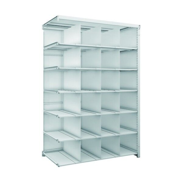K1型抗菌塗装高密度収納棚 背板側板付 H1900XW1250XD625 7段 移動仕切18枚付 連結型 K1-6467P18SGB 1点