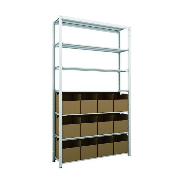 K1型抗菌塗装高密度収納棚 H2200XW1250XD325 7段 ビン12個付 K1-7437B12 1点