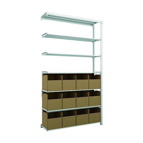 K1型抗菌塗装高密度収納棚 H2200XW1250XD325 7段 ビン12個付 連結型 K1-7437B12B 1点