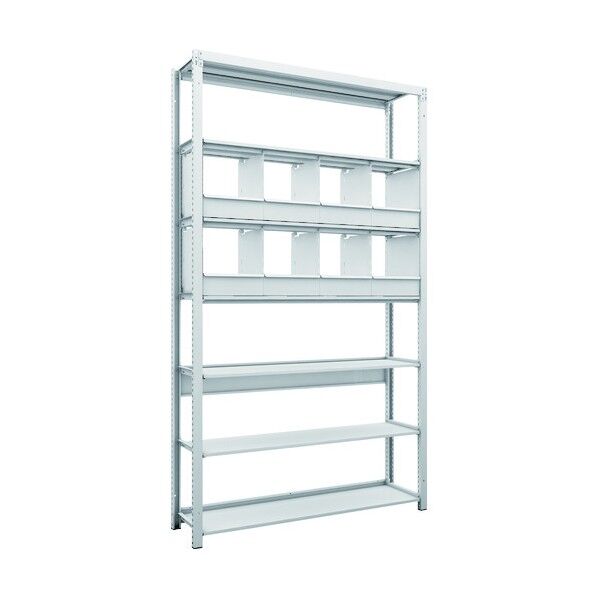 K1型抗菌塗装高密度収納棚 H2200XW1250XD325 7段 仕切りトレ-8個付 K1-7437D8 1点