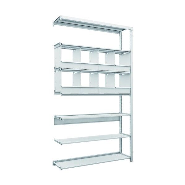 K1型抗菌塗装高密度収納棚 H2200XW1250XD325 7段 仕切りトレ-8個付 連結型 K1-7437D8B 1点