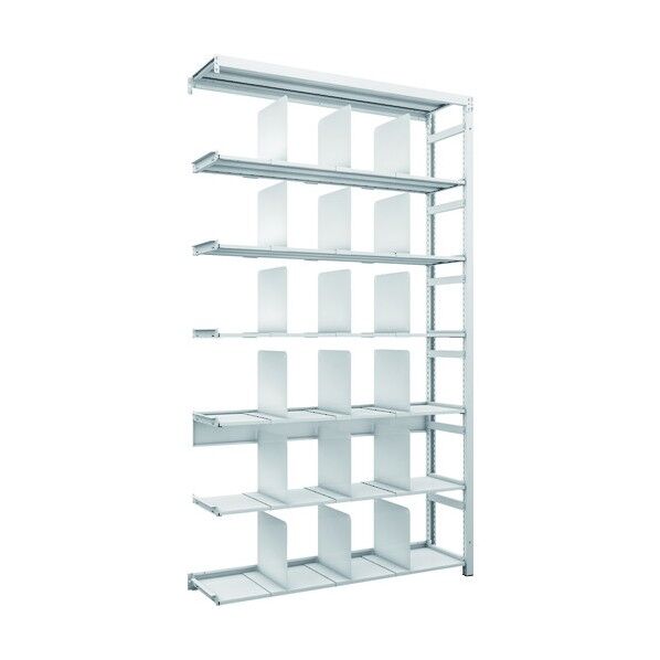 K1型抗菌塗装高密度収納棚 H2200XW1250XD325 7段 移動仕切18枚付 連結型 K1-7437P18B 1点