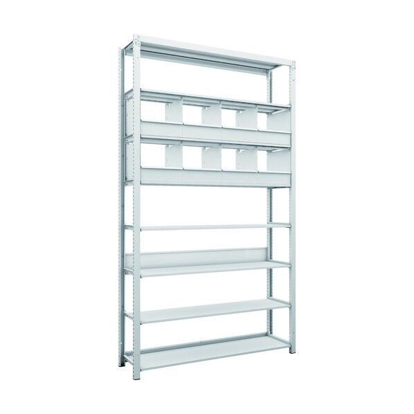 K1型抗菌塗装高密度収納棚 H2200XW1250XD325 8段 仕切りトレ-8個付 K1-7438C8 1点