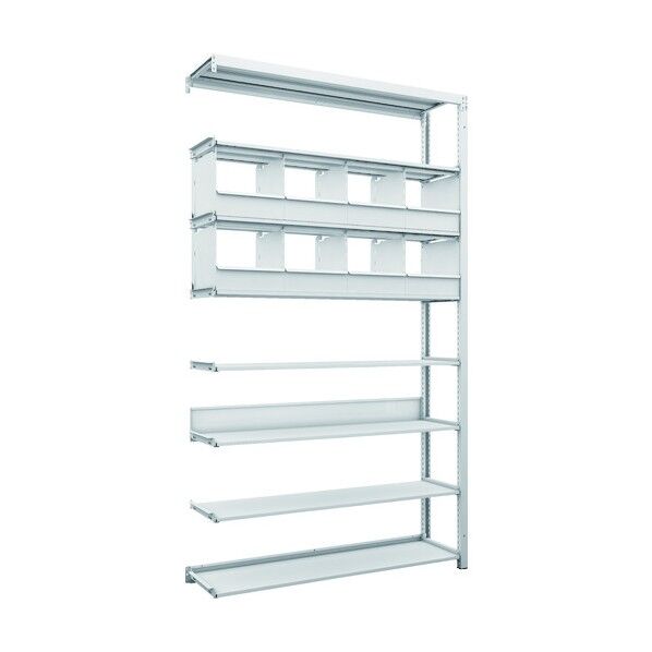 K1型抗菌塗装高密度収納棚 H2200XW1250XD325 8段 仕切りトレ-8個付 連結型 K1-7438C8B 1点