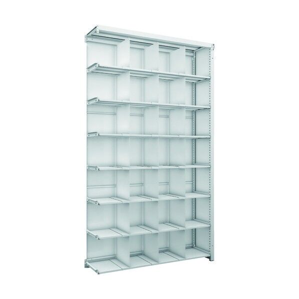 K1型抗菌塗装高密度収納棚 背板側板付 H2200XW1250XD325 8段 移動仕切21枚付 連結型 K1-7438P21SGB 1点