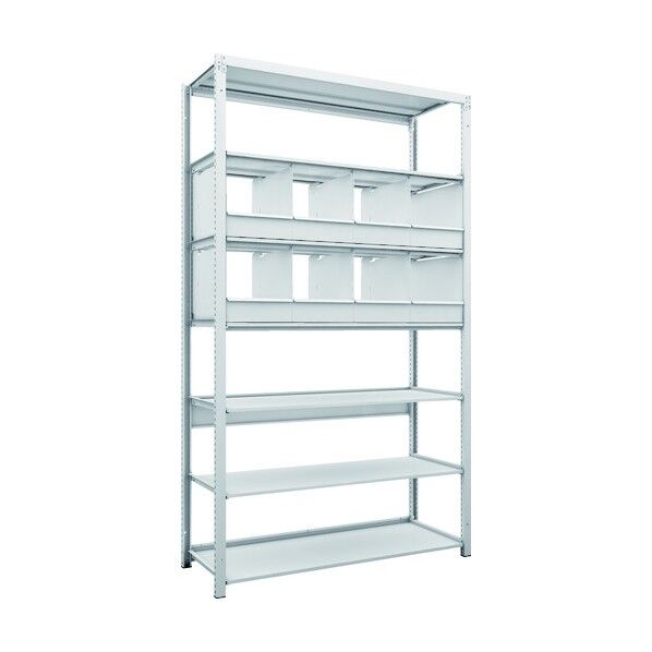 K1型抗菌塗装高密度収納棚 H2200XW1250XD475 7段 仕切りトレ-8個付 K1-7447D8 1点