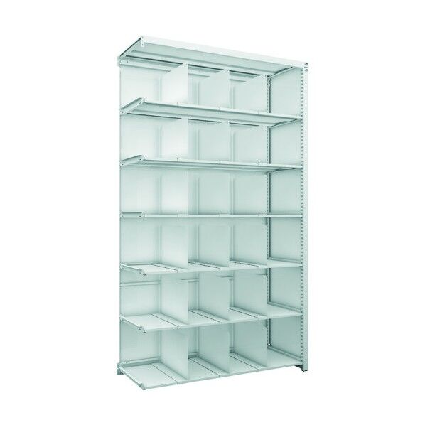 K1型抗菌塗装高密度収納棚 背板側板付 H2200XW1250XD475 7段 移動仕切18枚付 連結型 K1-7447P18SGB 1点