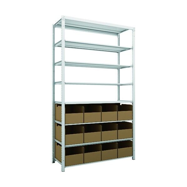 K1型抗菌塗装高密度収納棚 H2200XW1250XD475 8段 ビン12個付 K1-7448A12 1点