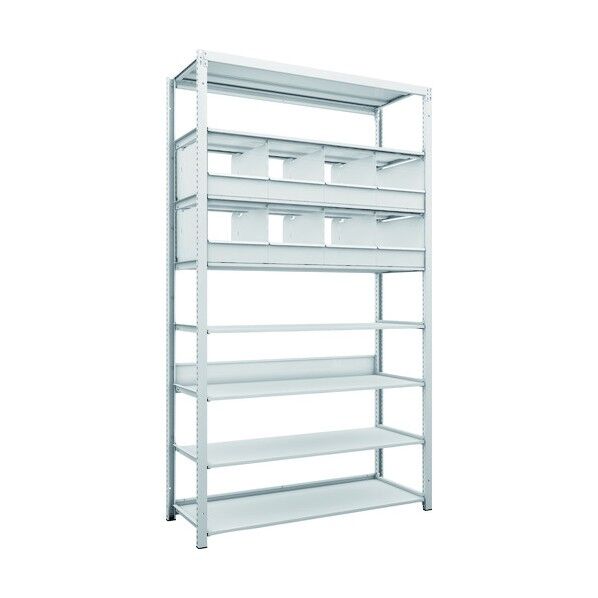 K1型抗菌塗装高密度収納棚 H2200XW1250XD475 8段 仕切りトレ-8個付 K1-7448C8 1点