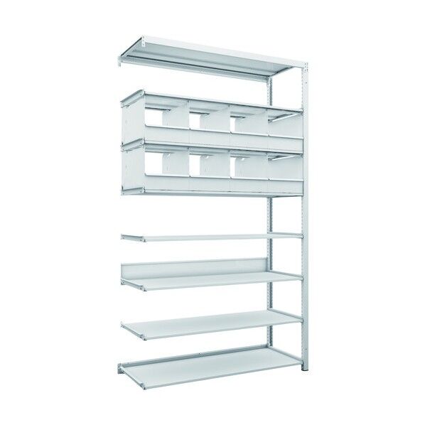 K1型抗菌塗装高密度収納棚 H2200XW1250XD475 8段 仕切りトレ-8個付 連結型 K1-7448C8B 1点