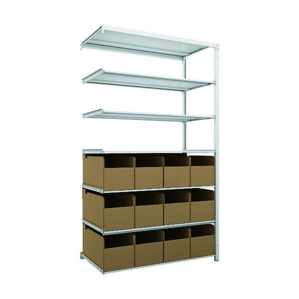 K1型抗菌塗装高密度収納棚 H2200XW1250XD625 7段 ビン12個付 連結型 K1-7467B12B 1点