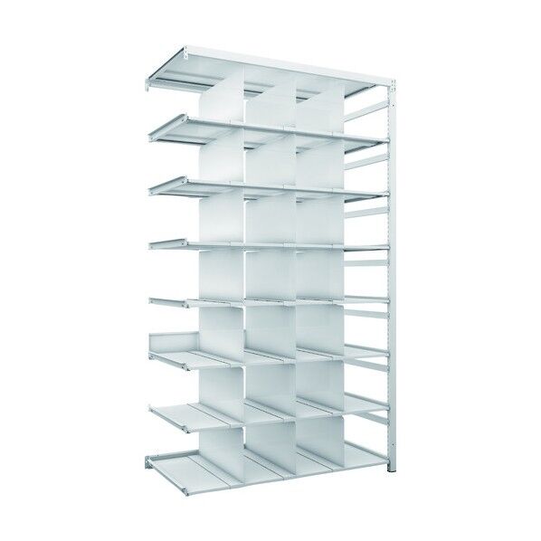 K1型抗菌塗装高密度収納棚 H2200XW1250XD625 8段 移動仕切21枚付 連結型 K1-7468P21B 1点