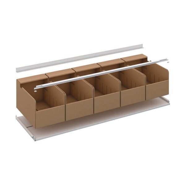 K1型抗菌塗装高密度収納棚 ビンボックスH325X5個付追加棚板 W1550XD625 中受け付 K1-T56BB5S 1点