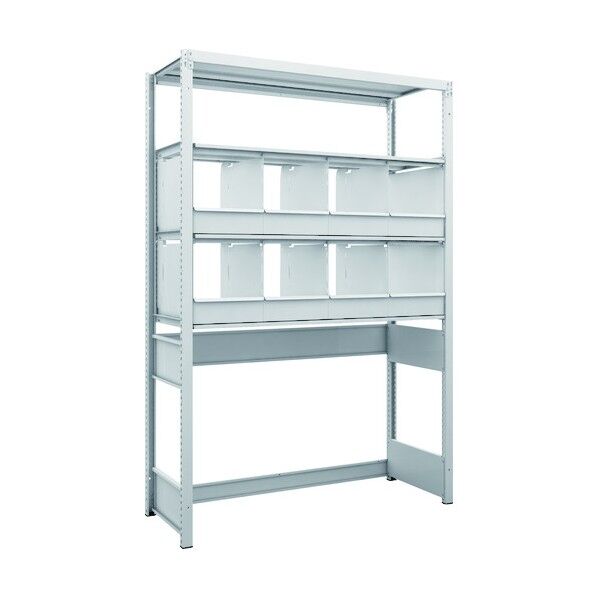 K1型抗菌塗装高密度収納棚 下段開放型 H1900XW1250XD475 4段 仕切りトレ-8個付 K1-U6444C8 1点