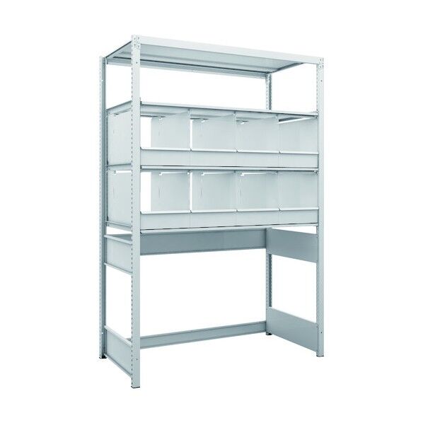 K1型抗菌塗装高密度収納棚 下段開放型 H1900XW1250XD625 4段 仕切りトレ-8個付 K1-U6464C8 1点
