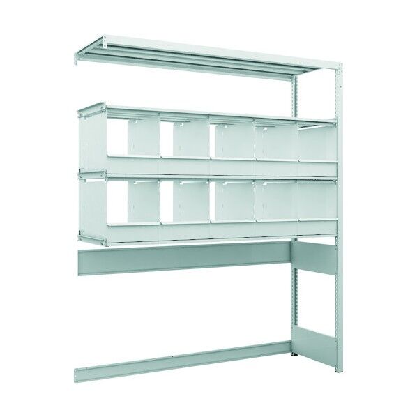 K1型抗菌塗装高密度収納棚 下段開放型 H1900XW1550XD475 4段 仕切りトレー10個付 連結型 K1-U6544C10B 1点