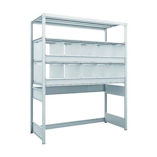 K1型抗菌塗装高密度収納棚 下段開放型 H1900XW1550XD625 4段 仕切りトレー10個付 K1-U6564C10 1点