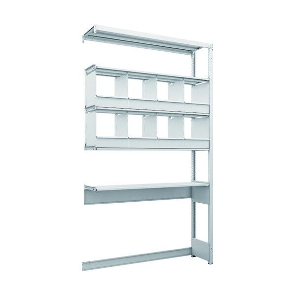 K1型抗菌塗装高密度収納棚 下段開放型 H2200XW1250XD325 5段 仕切りトレ-8個付 連結型 K1-U7435C8B 1点