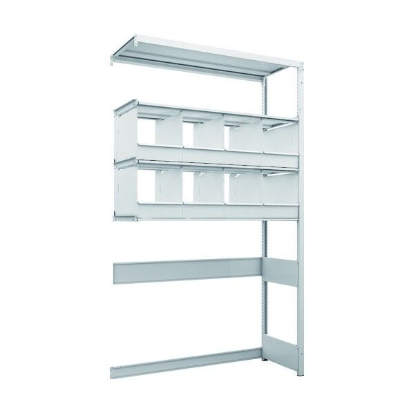 K1型抗菌塗装高密度収納棚 下段開放型 H2200XW1250XD475 4段 仕切りトレ-8個付 連結型 K1-U7444D8B 1点