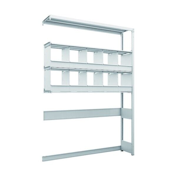 K1型抗菌塗装高密度収納棚 下段開放型 H2200XW1550XD325 4段 仕切りトレー10個付 連結型 K1-U7534D10B 1点