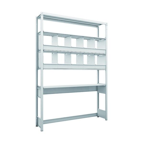 K1型抗菌塗装高密度収納棚 下段開放型 H2200XW1550XD325 5段 仕切りトレー10個付 K1-U7535C10 1点