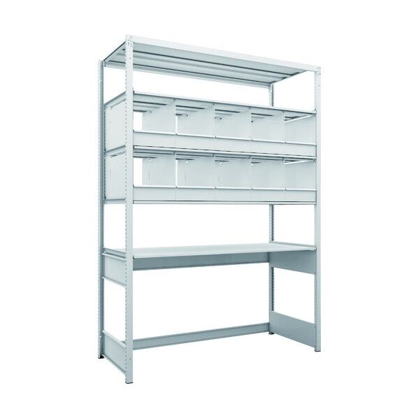 K1型抗菌塗装高密度収納棚 下段開放型 H2200XW1550XD625 5段 仕切りトレー10個付 K1-U7565C10 1点