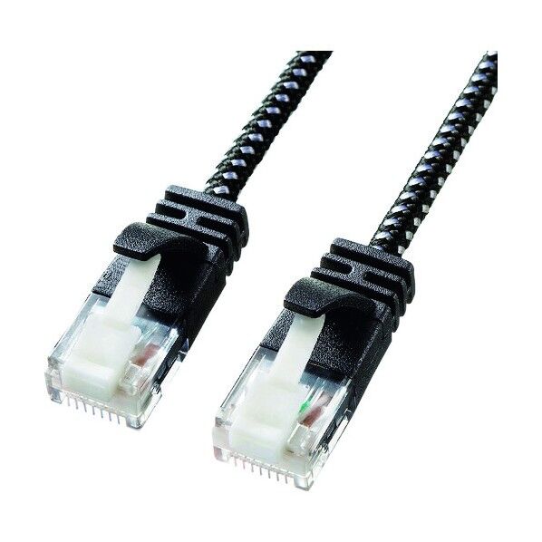 つめ折れ防止カテゴリ6A細径メッシュLANケーブル KB-T6AME-02BKW 1点