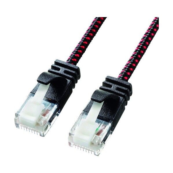 つめ折れ防止カテゴリ6A細径メッシュLANケーブル KB-T6AME-10BKR 1点