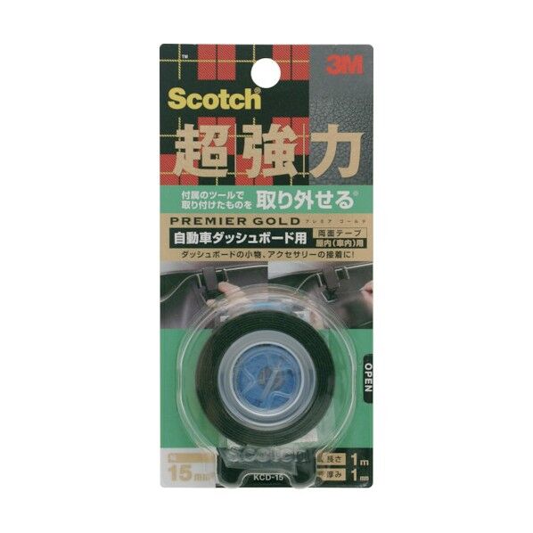スコッチ 超強力両面テーププレミアゴールド(自動車内装用) グレー KCD-15 1点