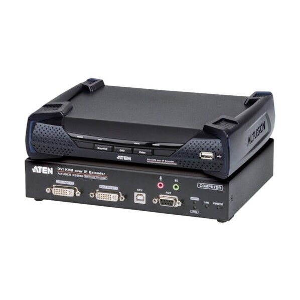 ATEN IP-KVMエクステンダー トランスミッター&レシーバー/DVI/デュアルディスプレイ