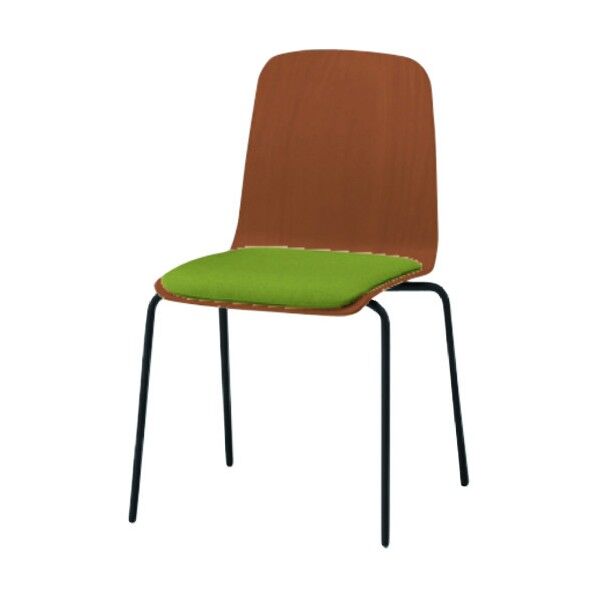 ノットワーク背座一体チェア座パッド付 背座ラスティックビーチM・脚サテンブラック・ウレタンレザーパンプキンイエロー KLL-120DK-TTY8 1点