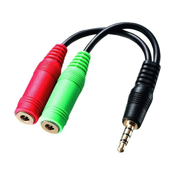 ヘッドホン+マイク用変換アダプタケーブル(3極メスx2→4極