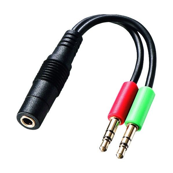 ヘッドセット用変換アダプタケーブル(4極メス→3極オスx2)