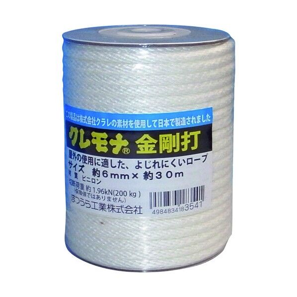 クレモナ金剛打(12打ち)ボビン巻 白 6mm×30m 1巻