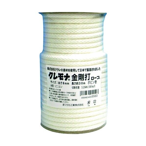 クレモナ金剛打(12打ち)ボビン巻 白 8mm×30m KMKG-830B 1巻