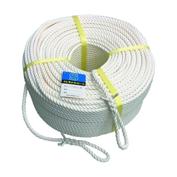 クレモナSロープ(3打ち) 両端アイ加工付 白 10mm×200m KMS-10-200(WR) 1個