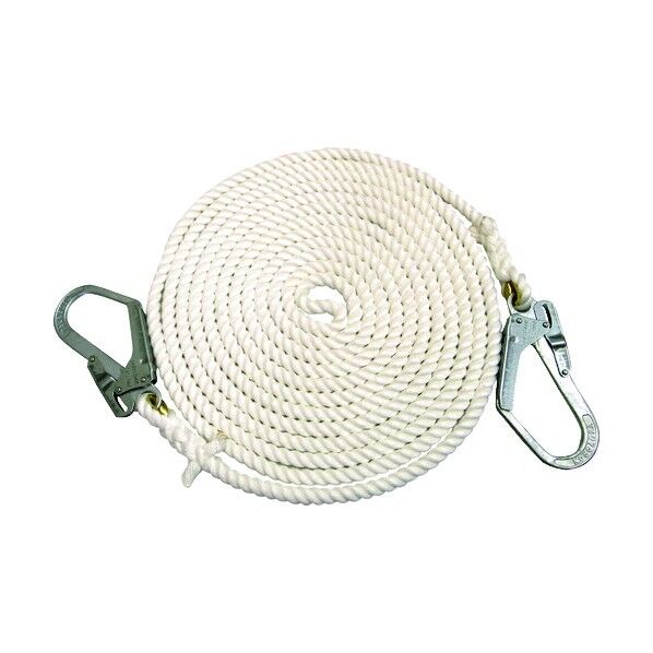 両端大口径フック付 クレモナS荷揚げ用ロープ 約16mm×5m KMS16-5-2HOOK 1個