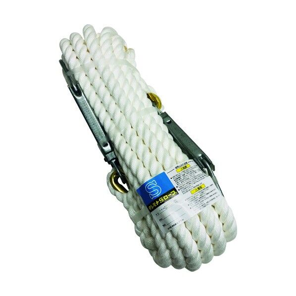両端大口径フック付 クレモナS荷揚げ用ロープ 白 16mm×20m KMS16-20-2HOOK 1個