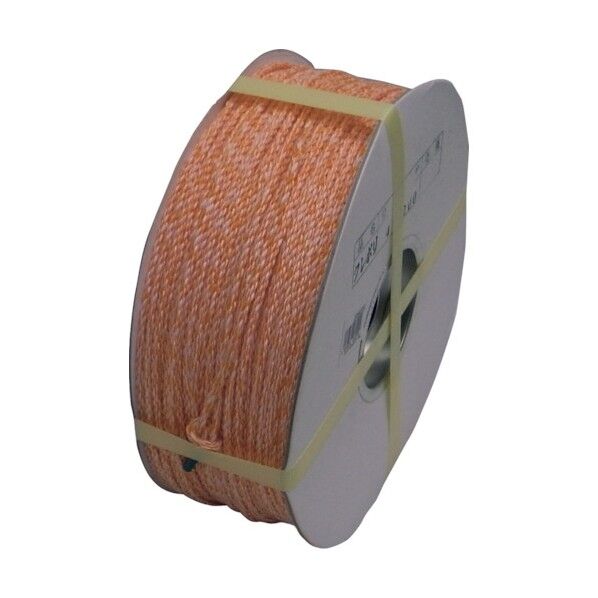 クレポリ混撚ロープ(3打ち)ドラム巻 オレンジ(白) 4mm×200m KP-R4X200-DR 1巻