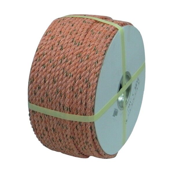 クレポリ混撚ロープ(3打ち)ドラム巻 オレンジ(白) 9mm×150m KP-R9X150-DR 1巻