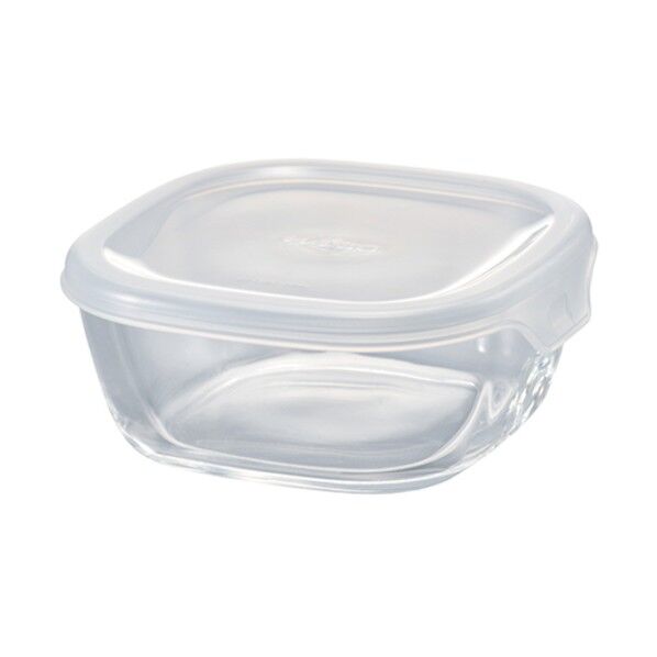 HARIO 耐熱ガラス製保存容器 角250 満水容量250ml 透明ホワイト KST-25-TW 1個...