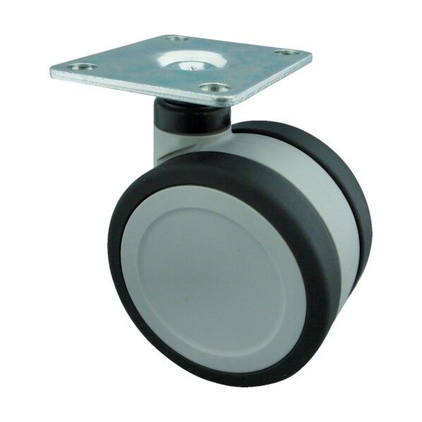 プレート式双輪キャスター(エラストマー車) 自在