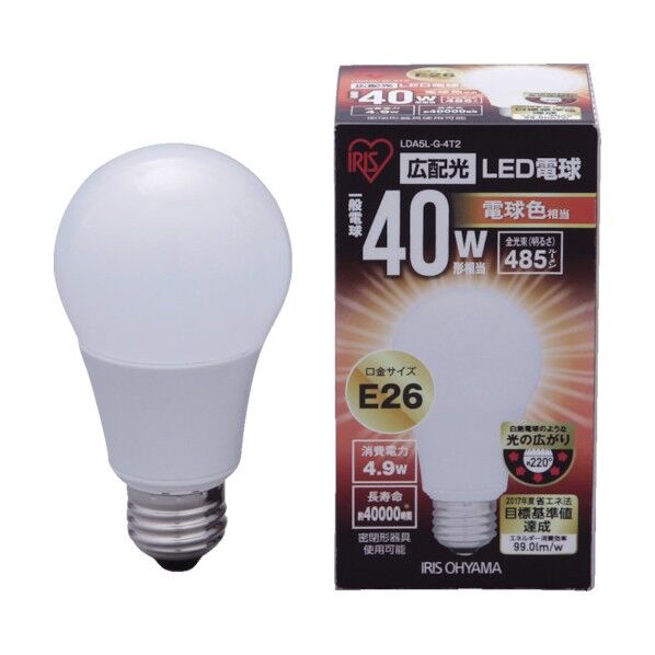 LED電球E26485lm広配光電球色(1個入)